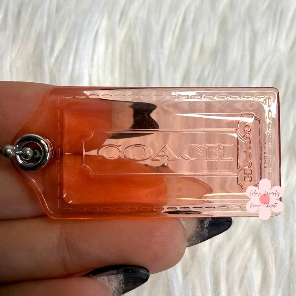 1.5" COACH Poppy Orange Clear Fob Bag Charm Hang tag Hangtag
